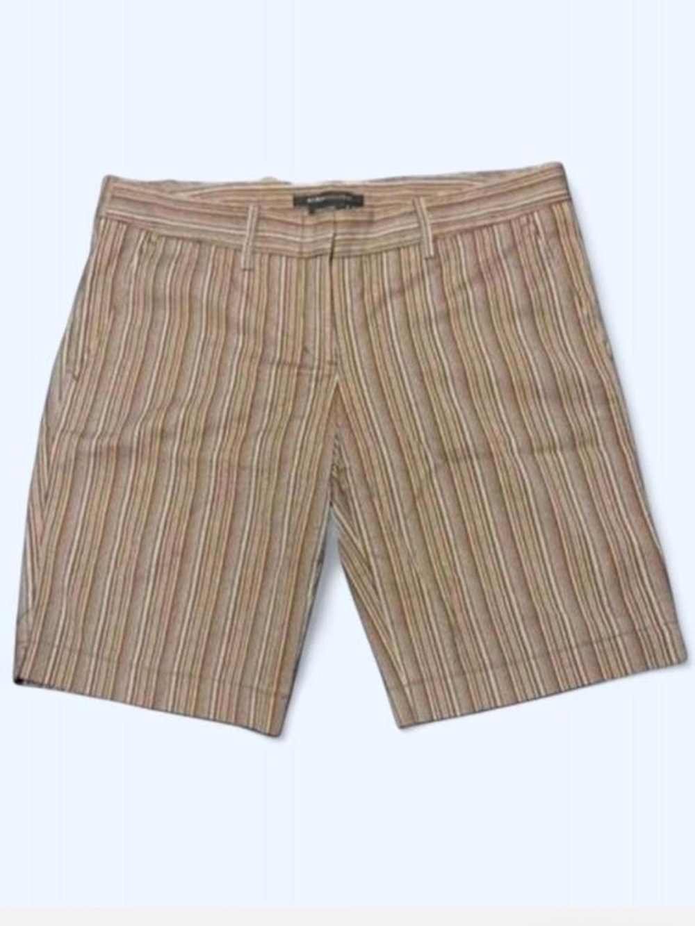 Vintage Y2K BCBGMAXAZRIA Brown Gold Blue Pinstriped Tailored Bermuda Shorts SZ 2